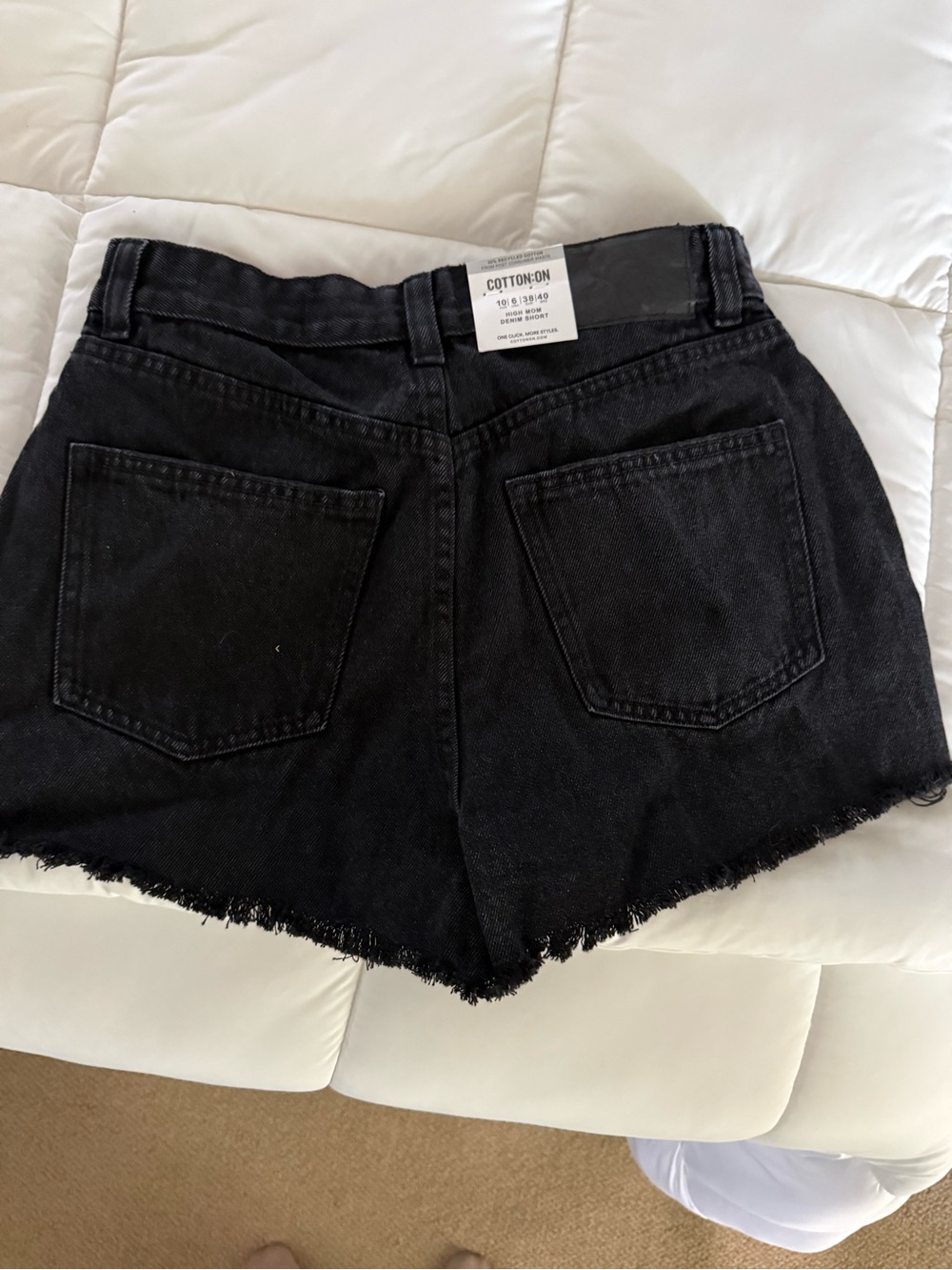 Cotton On Black Frayed Hem High-Rise Denim Shorts